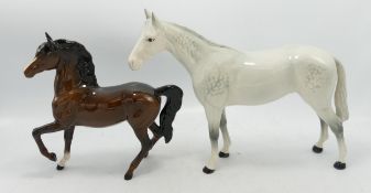 Beswick Grey Bois Roussel Racehorse 701 & Brown Prancing Arab 1261(2)