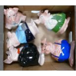 5 x Nat West pigs with stoppers: Piggy banks advertising money boxes.