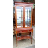 Edwardian style mahogany glazed cabinet. H:175cm, W:74cm
