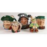 Royal Doulton Character Jugs to include Mr Pickwick, Rip Van Winkle, Toby Philpotts, small the