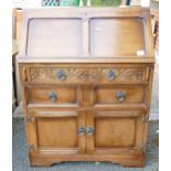 Reproduction Oak Bureau, width 76cm