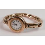 9ct rose gold ladies wristwatch with 9ct bracelet, 21.1g: