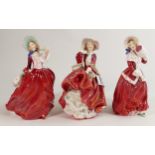 Royal Doulton Lady Figures Top O The Hill HN1934, Christmas Morn HN1992 & Autumn Breezes HN1934(3)