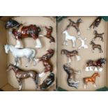 A collection of Beswick Horses: To include Beswick Grey Horse 976(leg repair), Imperial 1557(nip