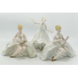 Three Lustered Continental Lady Figures: