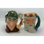Royal Doulton large character jugs The Slueth: D6631 and Neptune D6548. Both seconds