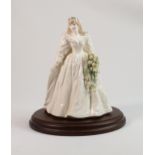 Coalport Limited Edition for Compton Woodhouse Figure Diana Princess of Wales CW438, on wooden