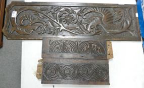 Three Carved Oak Panels, largest 79 x 24cm(3)