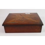 Parquetry lace box in magogany and oak: Measures 26cm x 21cm x 7cm high appx.