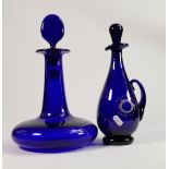 Bristol Blue Signed Art Glass Decanter: together with boxed similar Dave Mules Limited Edition