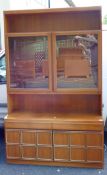 Mid Century Glass Topped Glazed Display Cabinet, length 120cm