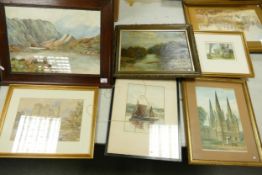 A collection of Framed Oils Water colours and prints with historical Building & landscape theme(6) ,