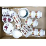 A mixed collection of floral decorated tea ware.