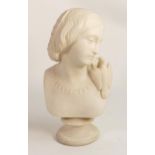 19th C Copeland parian bust Lesbia : Impressed W O Marshall RA Sculpture Crystal Palace Art Union of