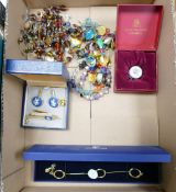 A collection of items including costume jewellery: Swarovski bracelet, Wedgwood jasperware cufflinks