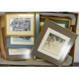 A collection of framed Tapestry items with themes of Houses, Animals, Steam trains etc