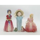 Royal Doulton Small Figures Make Believe HN2225, Diana Hn1986 & early Rose HN1368(3):