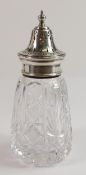 An hallmarked silver topped cut glass sugar sifter:h.16.5cm.
