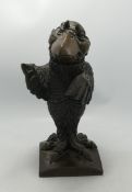 Andrew Hull Bronzed Resin Grotesque Bird Figure, height 29cm