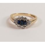 9ct gold sapphire & diamond ring, 4g.