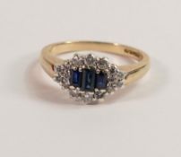 9ct gold sapphire & diamond ring, 4g.