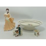 A collection of items to include: Coalport Lady Figure, Royal Doulton Floral Bowl, Goss Crested