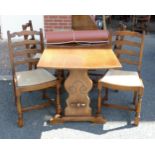 Oak Dinning Table & Four Ladder Back chairs, length 150cm(5)