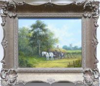 Pair of rural cottage landscape scenes, oil on canvas & signed by P G Duffield. Measuring 18.5cm x