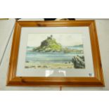 Ray L Lloyd Cornwall Artist Watercolour Sea View: frame size 52.5cm x 60cm