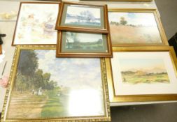 A collection of framed Landscape Theme Prints, largest 57 x 69cm(6)