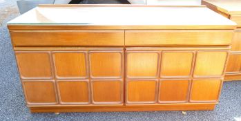 Mid Century Glass Topped Sideboard, length 120cm