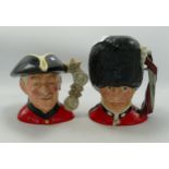 Royal Doulton large character jugs Chelsea Pensioner: D6817 and The Guardsman D6755 ( 2nds)