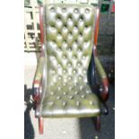 Green Chesterfield Type Slipper Armchair