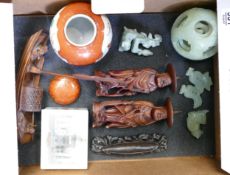 Nice Chinese and oriental collection: Includes Jade, or similar stone, large 9cm puzzle ball plus