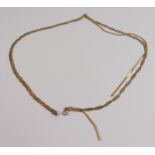 9ct gold three coloured necklace, 4.5g: (broken)