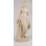 19th C Copeland parian figure of a semi naked woman: holding a tambourine, Impressed Art Union of