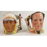 Royal Doulton Large two Sided Character jugs David Crockett & Antonio Lopez D6729 & Custer & Sitting