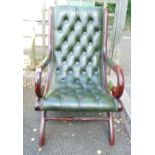 Green Chesterfield Type Slipper Armchair