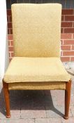 An Oak Framed Yellow Upholstered Side Chair. H: 78cm, W: 46cm