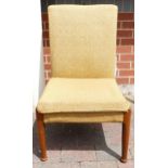 An Oak Framed Yellow Upholstered Side Chair. H: 78cm, W: 46cm