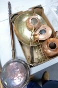 A mixed collection of Brass & Copper items to include large heavy bowl, jugs, weights, antique bed