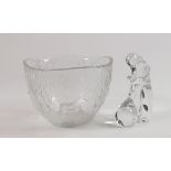 Boda Swedish art glass bowl & Orrefors glass blowing figure: Bowl measures 10cm high x 14cm wide,