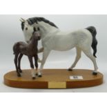 Beswick Spirit of Affection horse & foal on wooden plinth: