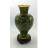 Cloisonne Enameled Vase & Stand, height 29.5cm