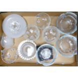 A collection of glassware including cut glass fruit bowls, similar Rosenthal items etc