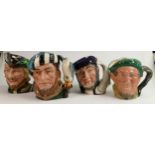 Royal Doulton Large Character jugs to include Capt Ahab D6500, Auld Mac D5823, The Falconer