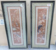 Two Chinese silk prints: 66cm x 28cm