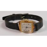 Ladies 18ct gold Otis wristwatch with leather strap: