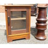 Small Glass Fronted Cabinet together with Turned Pot Stand. Cabinet dimensions H: 52cm, W: 39cm
