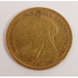 HALF sovereign gold coin Queen Victoria 1899